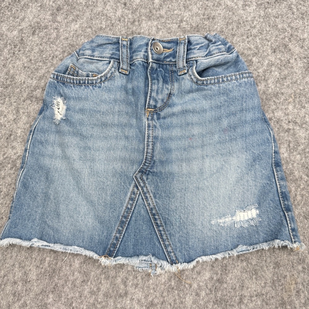 Girls Denim Skirt With Distressed Details & Frayed Hem Size‎ 6 By Place